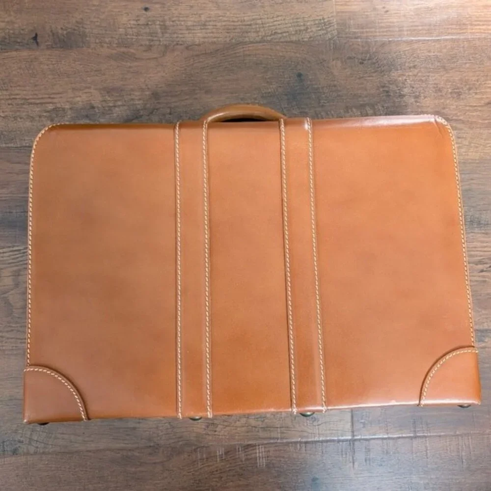 Vintage Lido New York‎ Cowhide Leather Suitcase/Luggage/Retro Travel